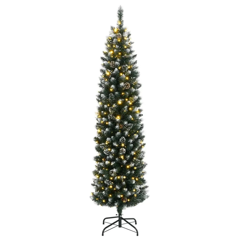 Artificial Slim Christmas Tree Green 120cm 150 LED Lights