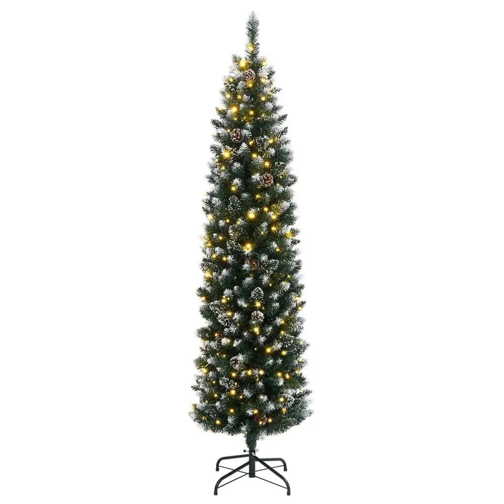 Artificial Slim Christmas Tree Green 150cm 150 LED Lights 8 Modes