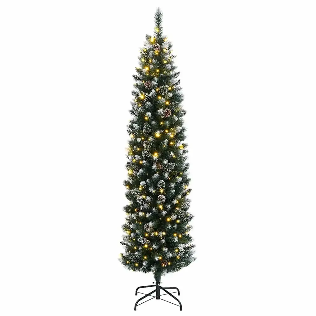 Slim Green Christmas Tree 180cm with 300 LEDs and 8 Lighting Modes for Hallways