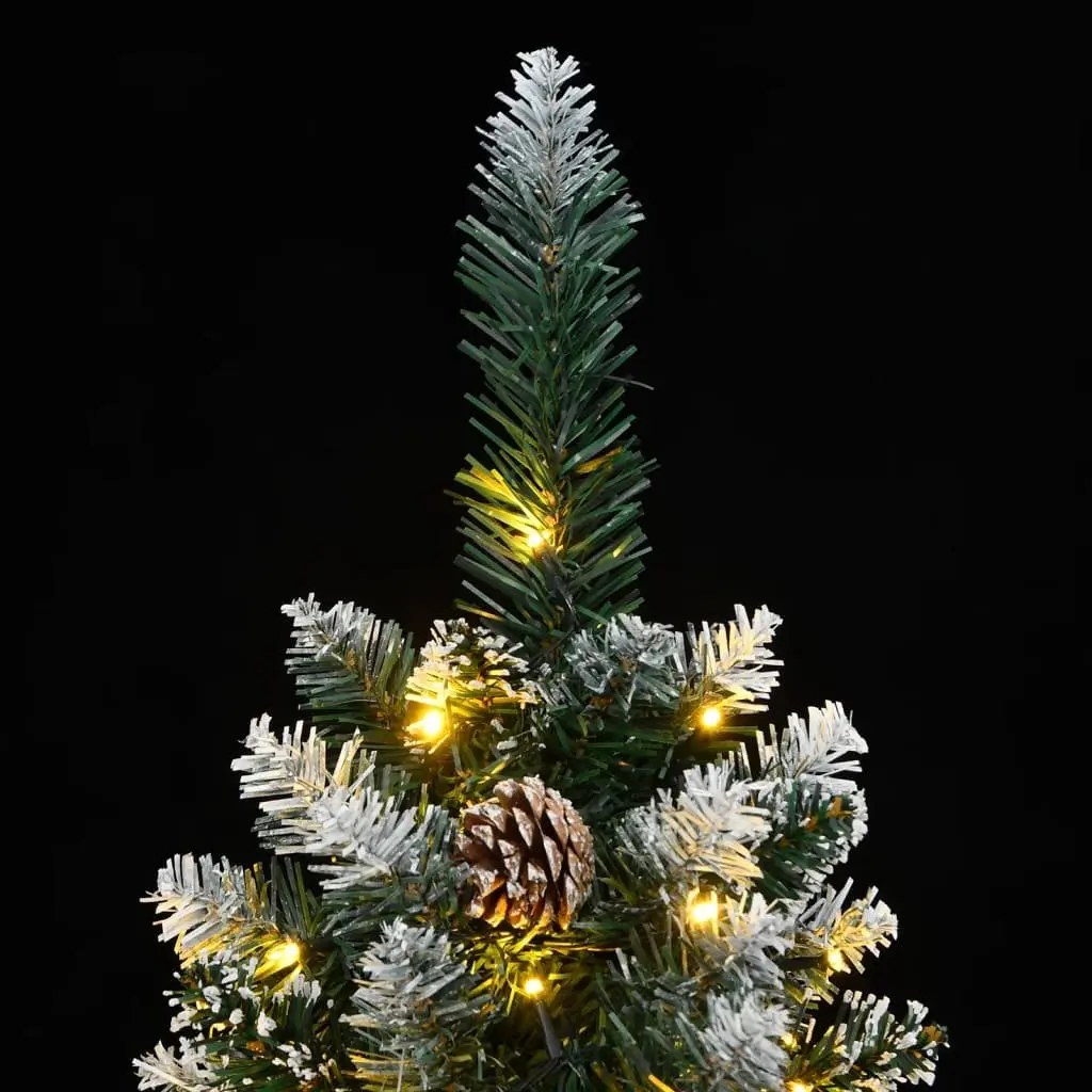 Artificial Slim Christmas Tree Green 210cm 300 LEDs Indoor Holiday Decorations