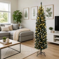 240cm Slim Christmas Tree with Bright LED Lights