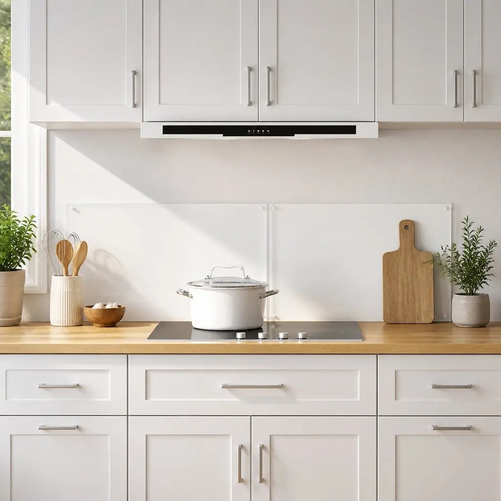 Kitchen Backsplash Transparent 80x40 cm Tempered Glass Splash Guard Set of 2