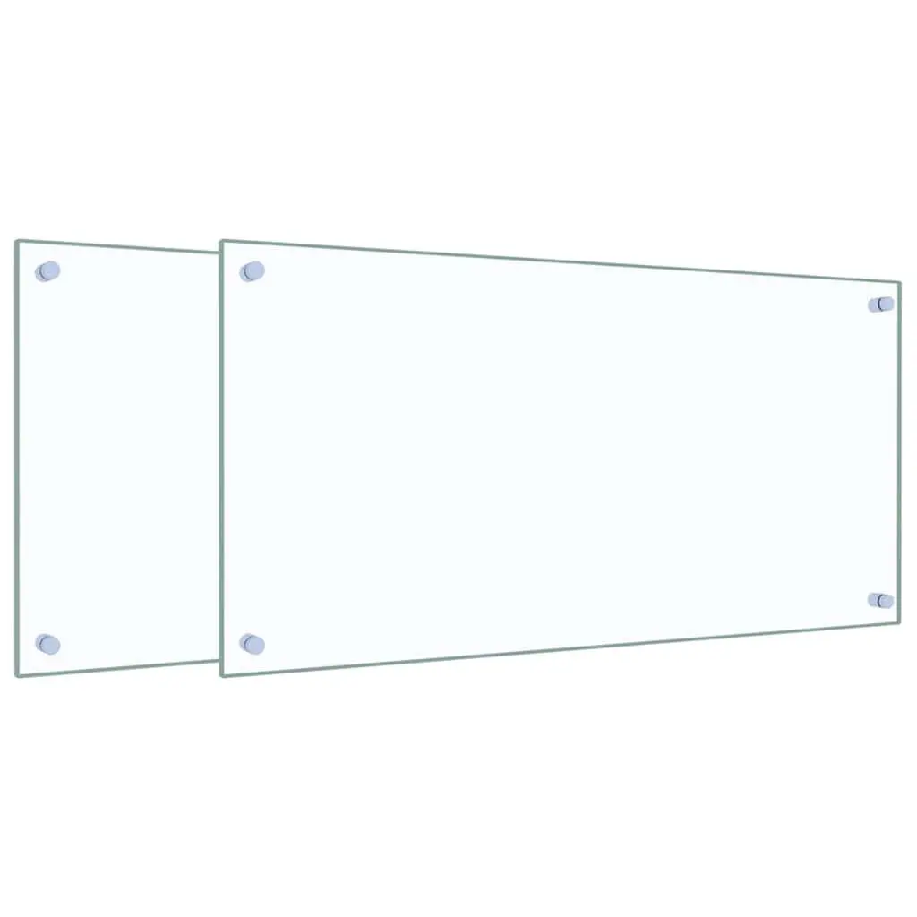 Kitchen Backsplash Transparent 80x40 cm Tempered Glass Splash Guard Set of 2