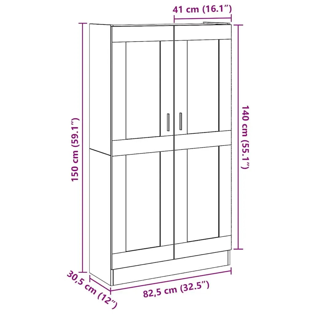 Highboard Brown 150cm Engineered Wood Storage Cabinet with Integrated Handles