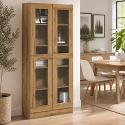 Brown Engineered Wood Highboard with Ample Storage