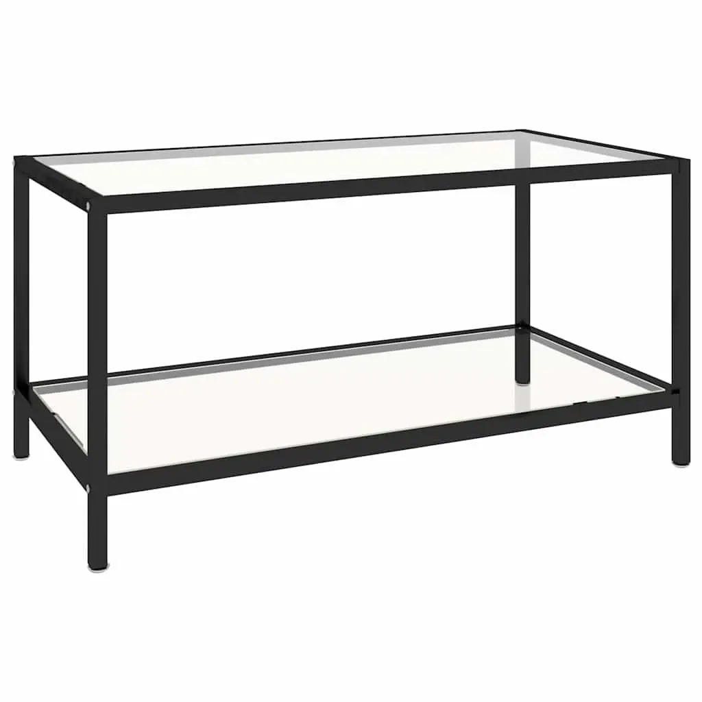 Tempered Glass Tea Tables Transparent Set of 2 Industrial Style Nesting Tables
