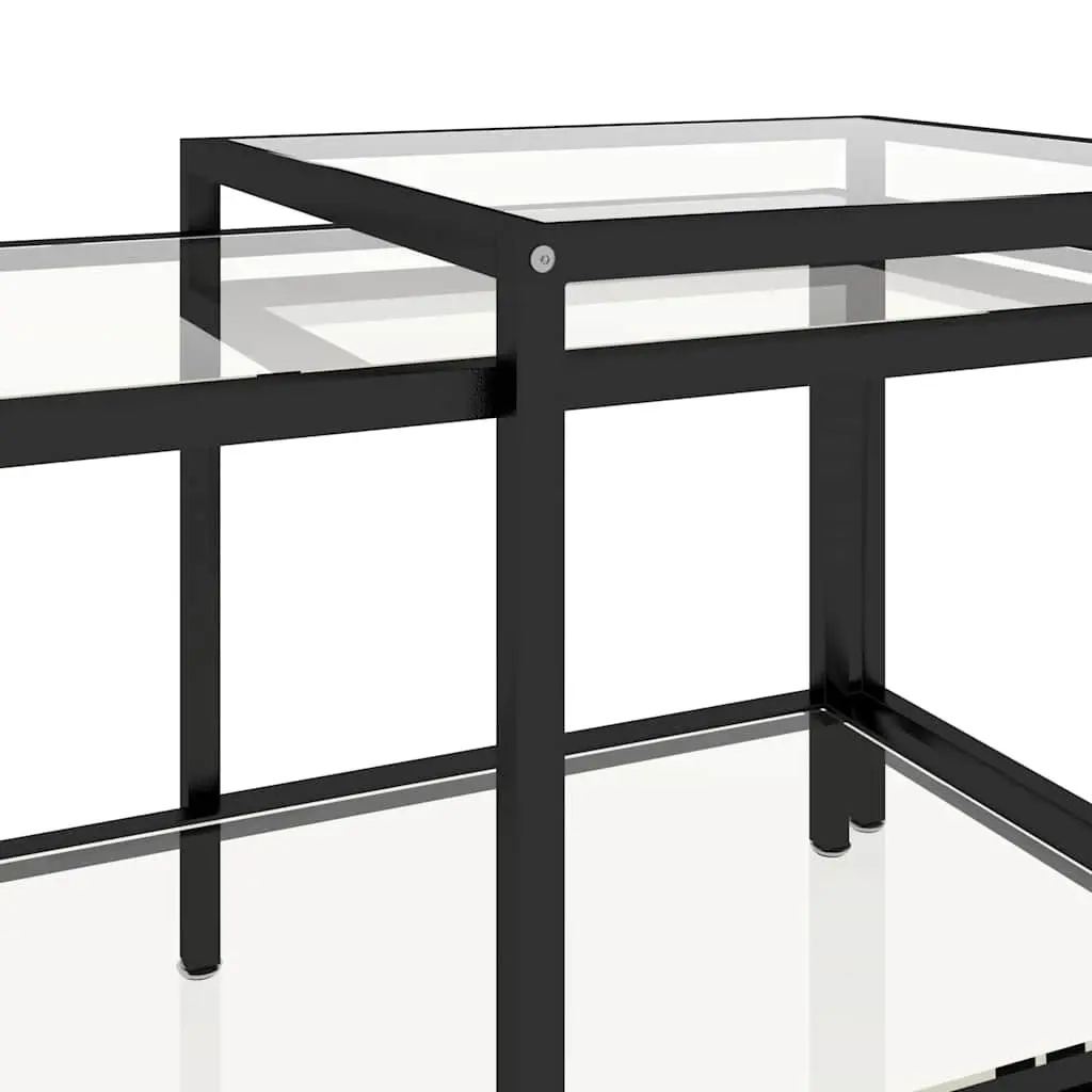 Tempered Glass Tea Tables Transparent Set of 2 Industrial Style Nesting Tables