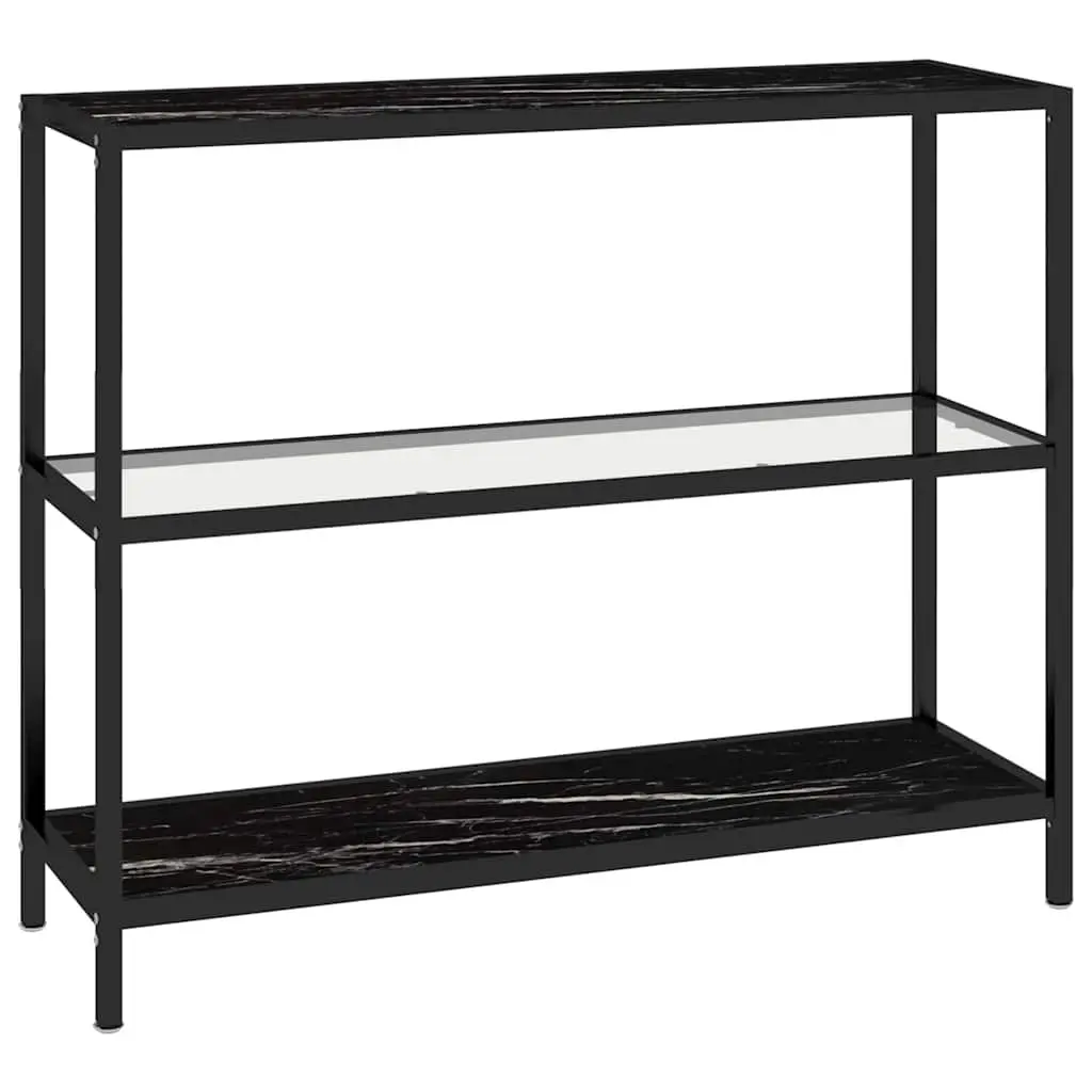 Tempered Glass Shelf Black Marble Corner Storage Display Bookcase Standing Shelving