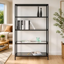 Concise Black Tempered Glass Display Shelf Unit