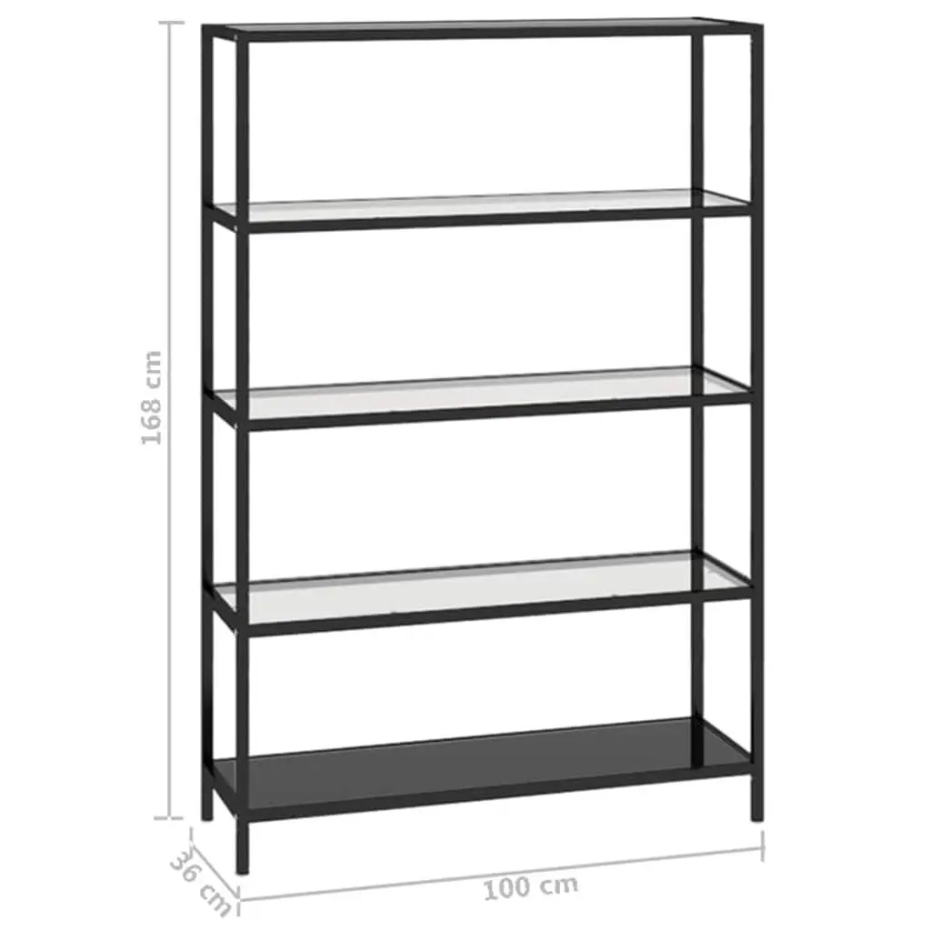 Tempered Glass Shelf Black Storage Display Bookcase Standing Shelving Unit