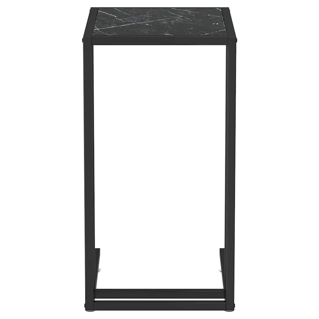 Computer Side Table Black Marble Tempered Glass Iron Frame Modern Living Room