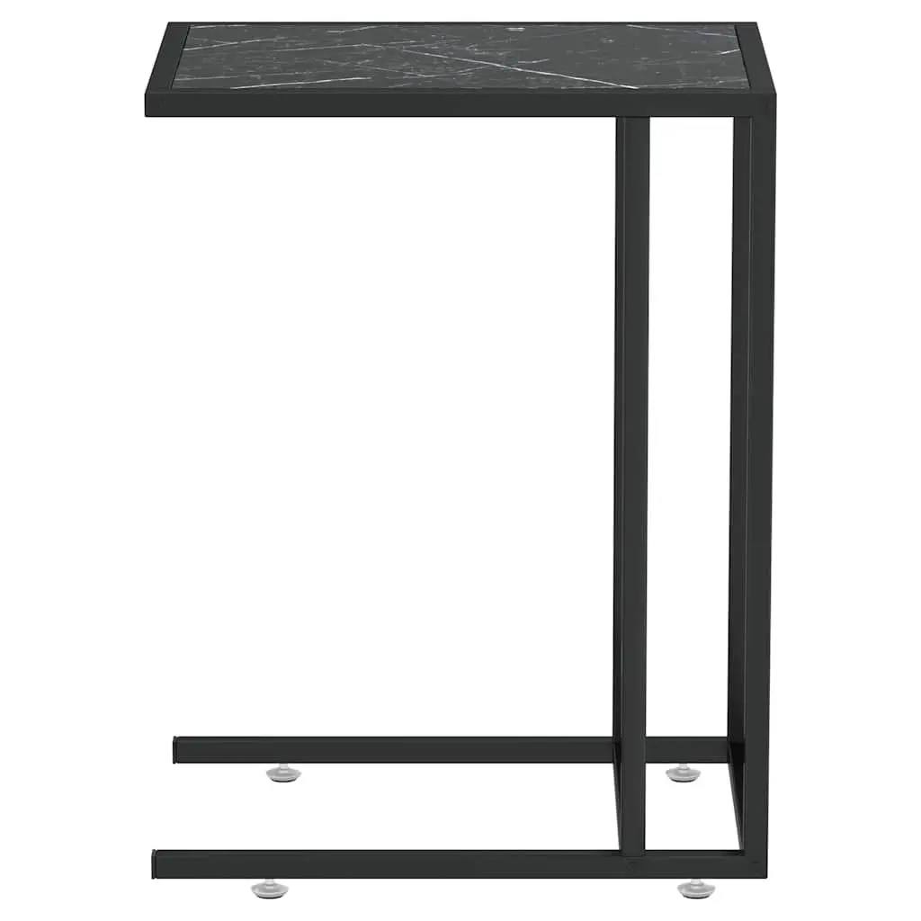Computer Side Table Black Marble Tempered Glass Iron Frame Modern Living Room