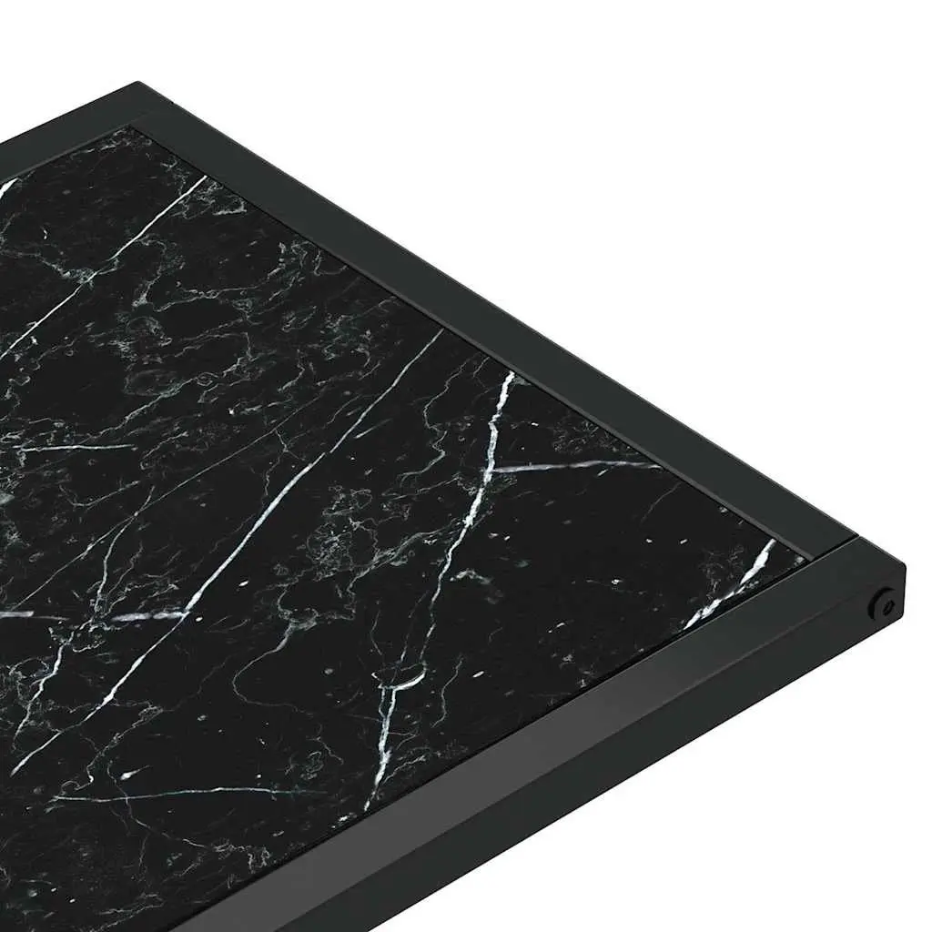 Computer Side Table Black Marble Tempered Glass Iron Frame Modern Living Room