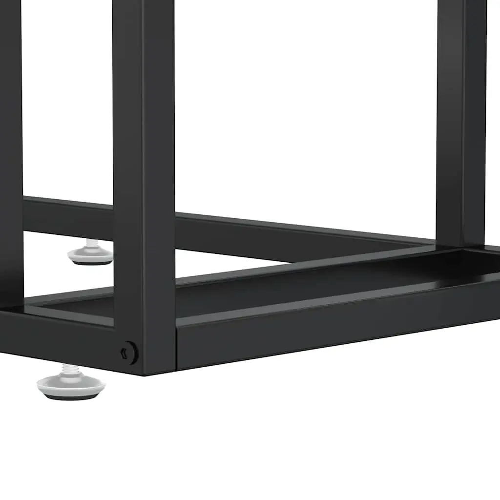 Computer Side Table Black Marble Tempered Glass Iron Frame Modern Living Room