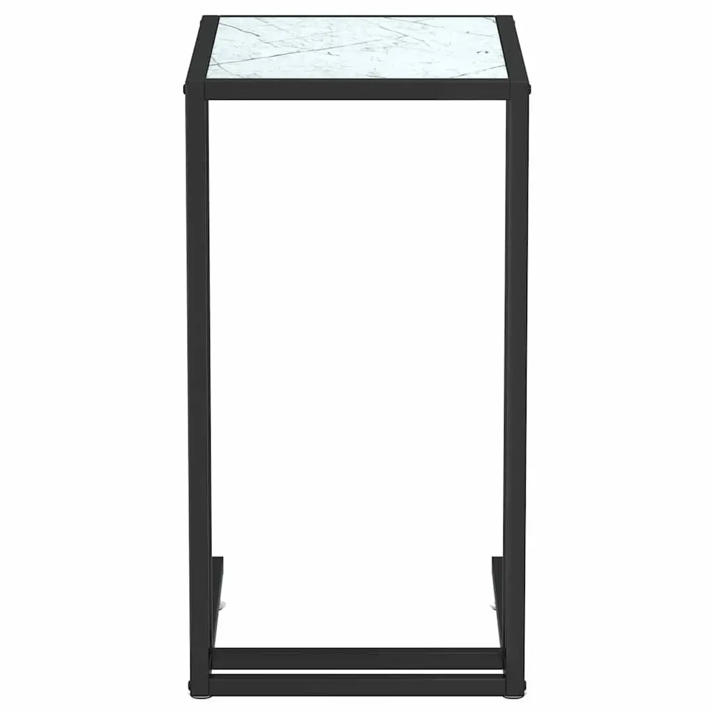 Computer Side Table White Marble Top Tempered Glass End Table Living Room
