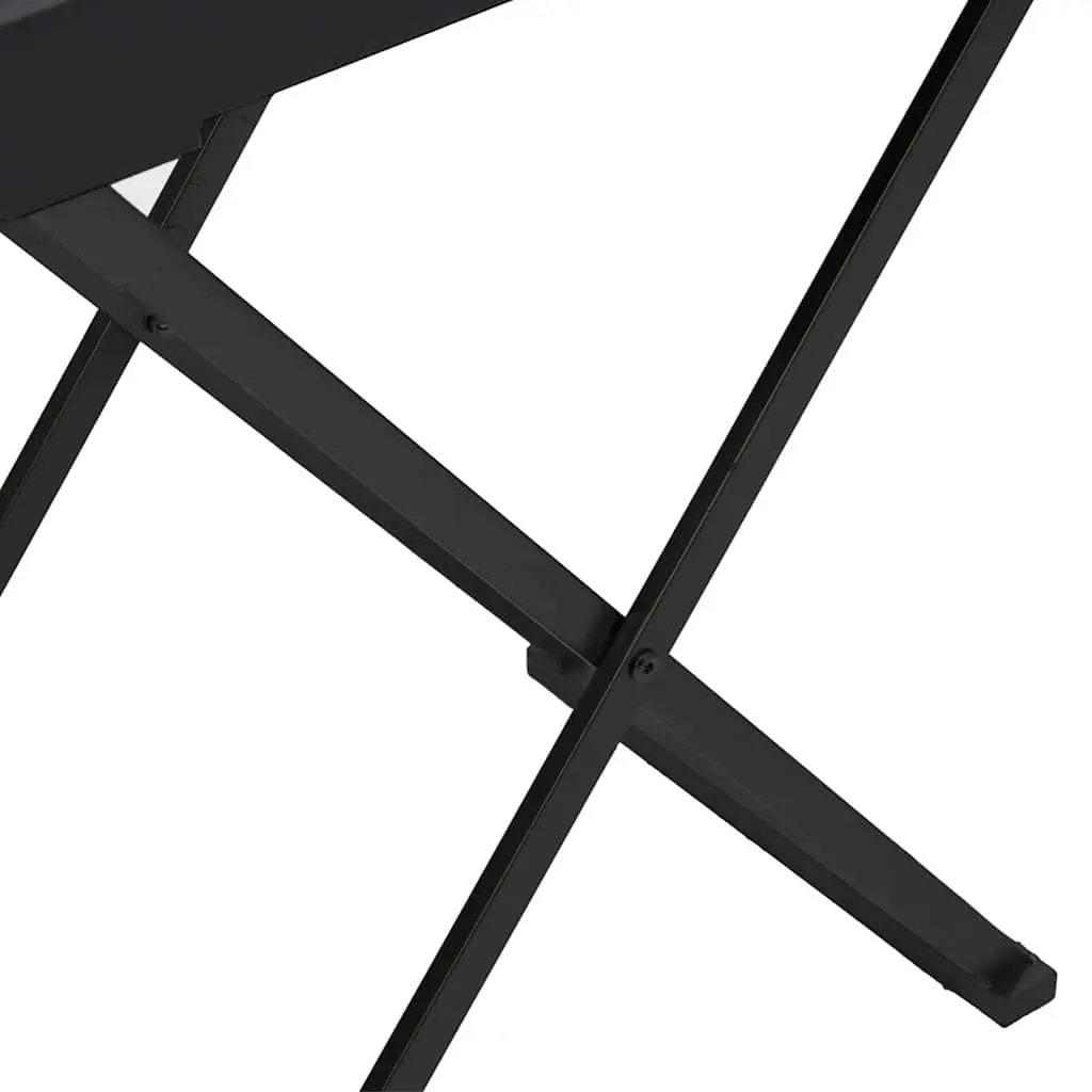 Folding Side Table Black Compact Indoor Outdoor Space Saving Sturdy Iron Frame