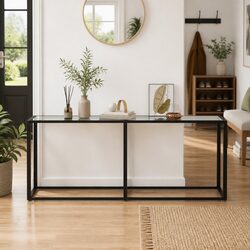 Concise 180cm Console Table with Glass Top
