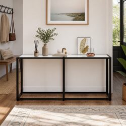 Compact Console Table: Marble Top & Steel Frame