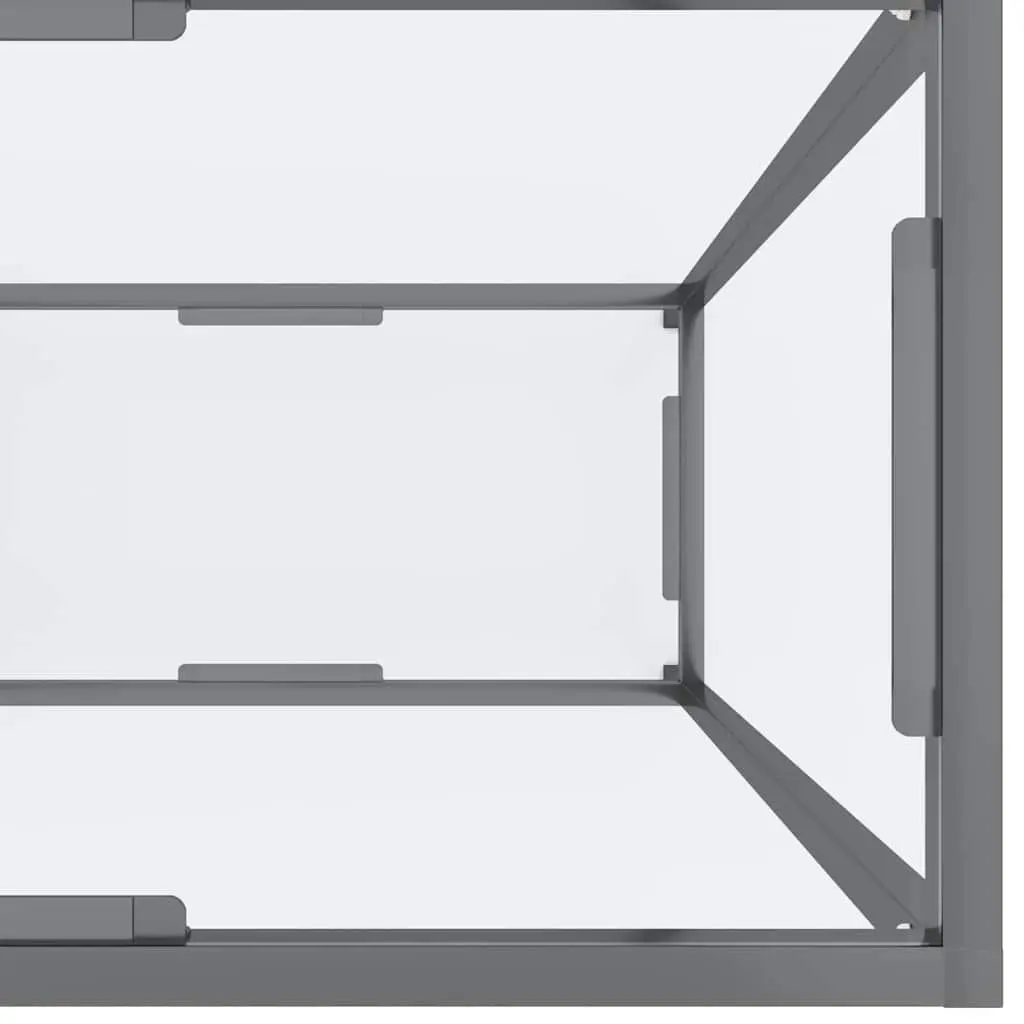 Console Table Transparent Tempered Glass Steel Frame with Lower Shelf Storage