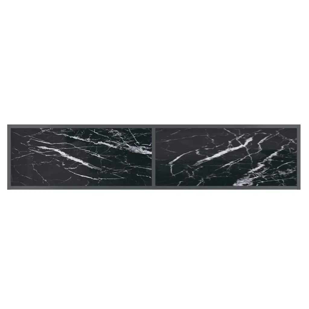 Console Table Black Tempered Glass 160x35x75.5cm Sturdy Construction with Shelf Easy to Clean
