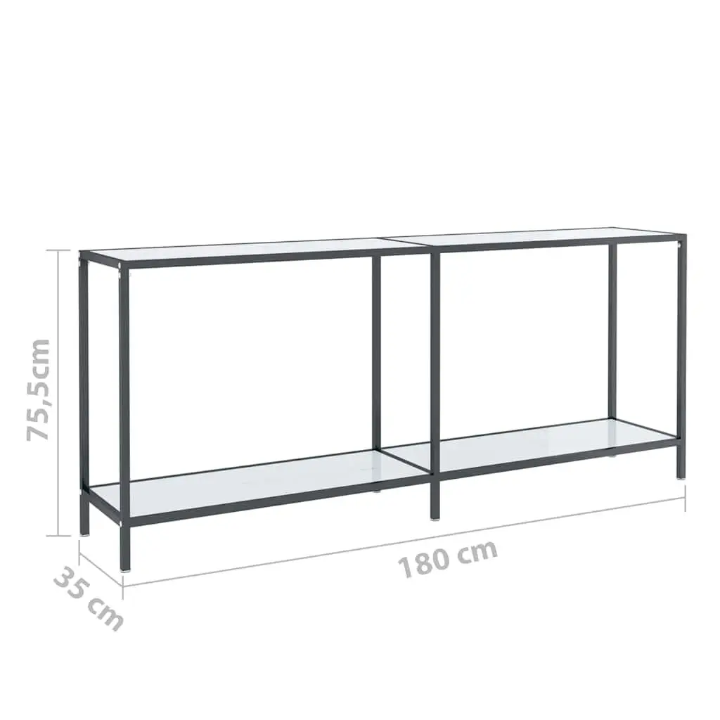Console Table White Tempered Glass Accent End Table Living Room Furniture