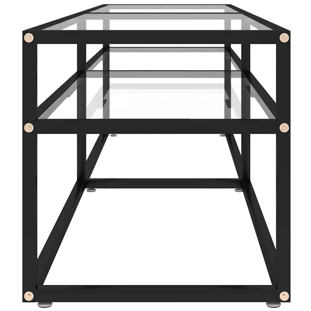 TV Cabinet Transparent Tempered Glass Shelving Storage Unit
