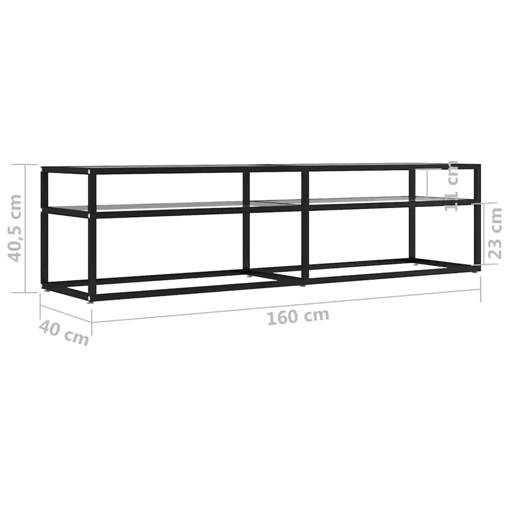 TV Cabinet Transparent Tempered Glass Shelving Storage Unit