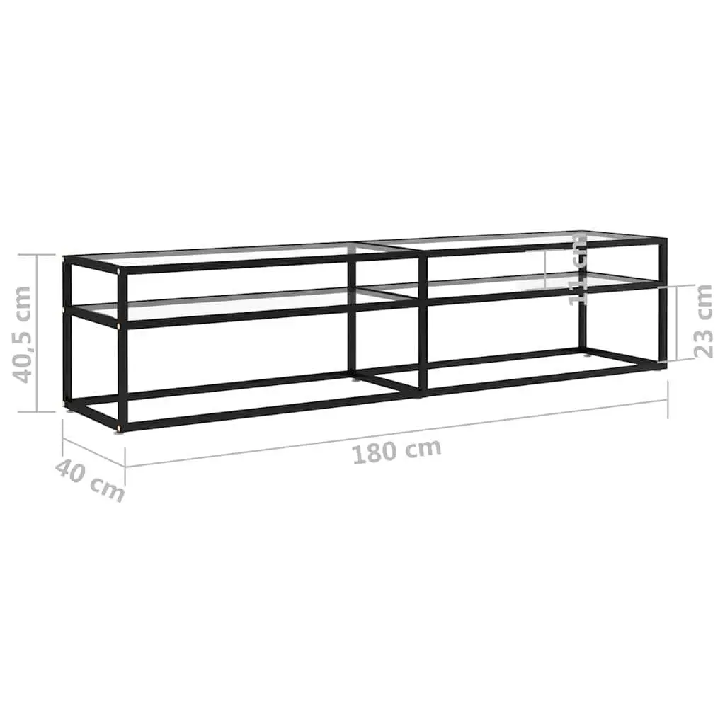 TV Cabinet Tempered Glass Living Room Storage Unit Transparent Media Console