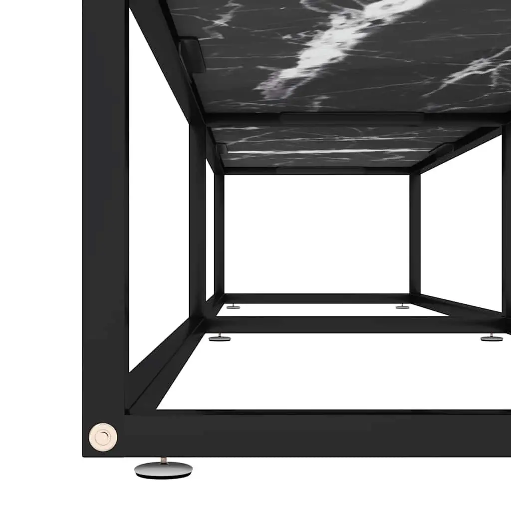 TV Cabinet Black Marble Tempered Glass Shelving Unit Living Room Storage