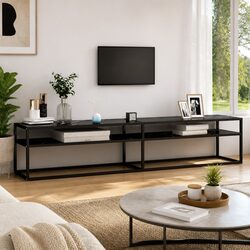 Compact Black Marble TV Cabinet for Modern Living