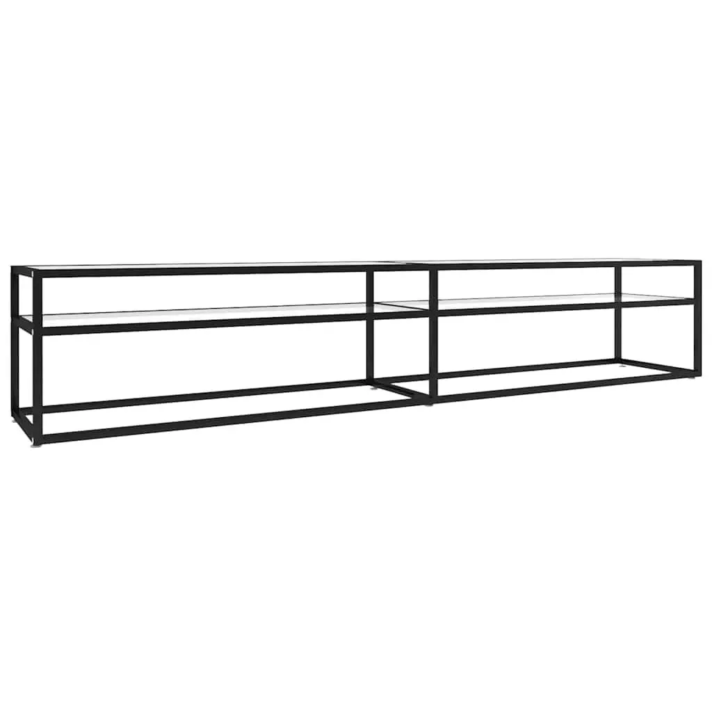 TV Cabinet Transparent Tempered Glass 220 x 40 x 40.5 cm Open Shelf Media Storage Unit