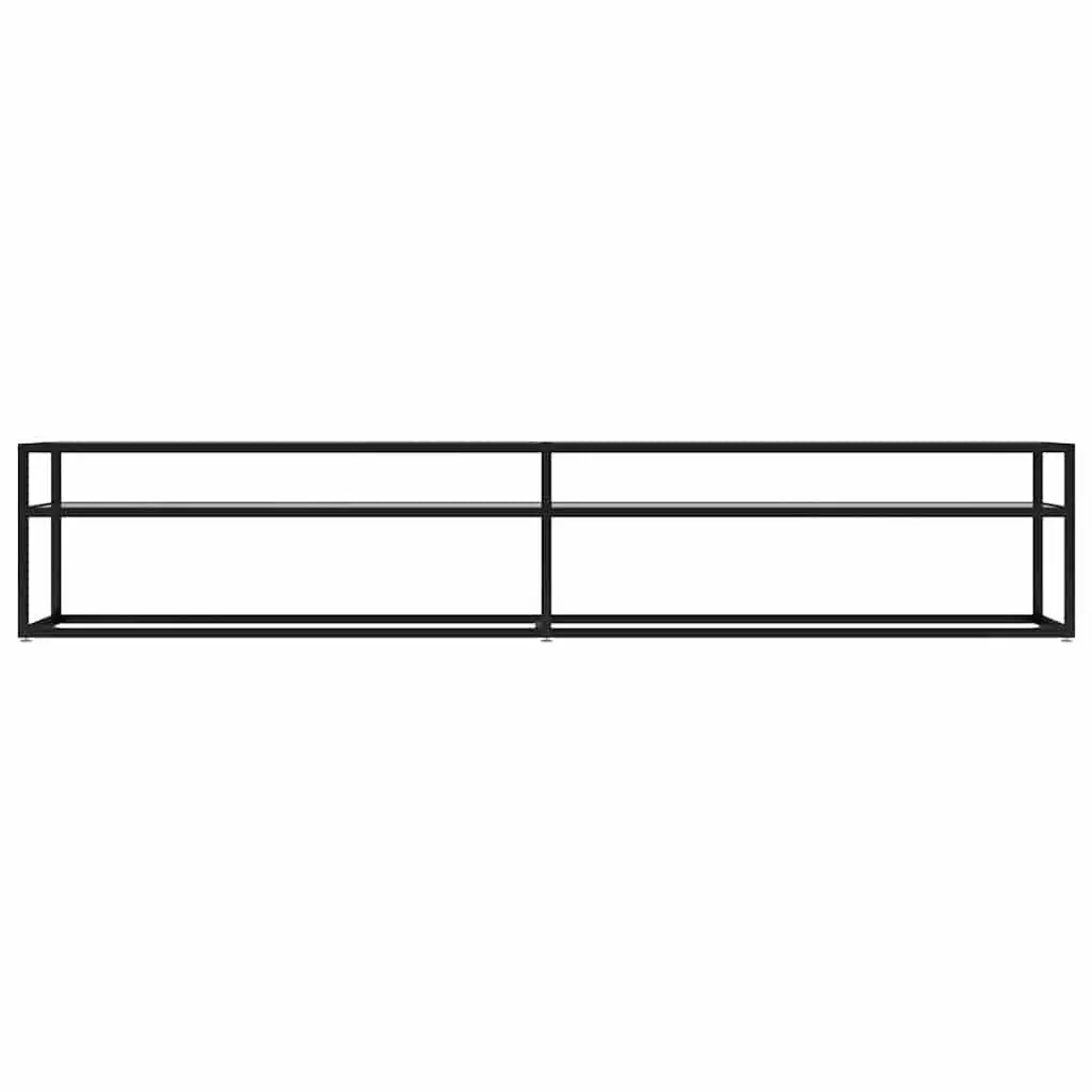 TV Cabinet Transparent Tempered Glass 220 x 40 x 40.5 cm Open Shelf Media Storage Unit