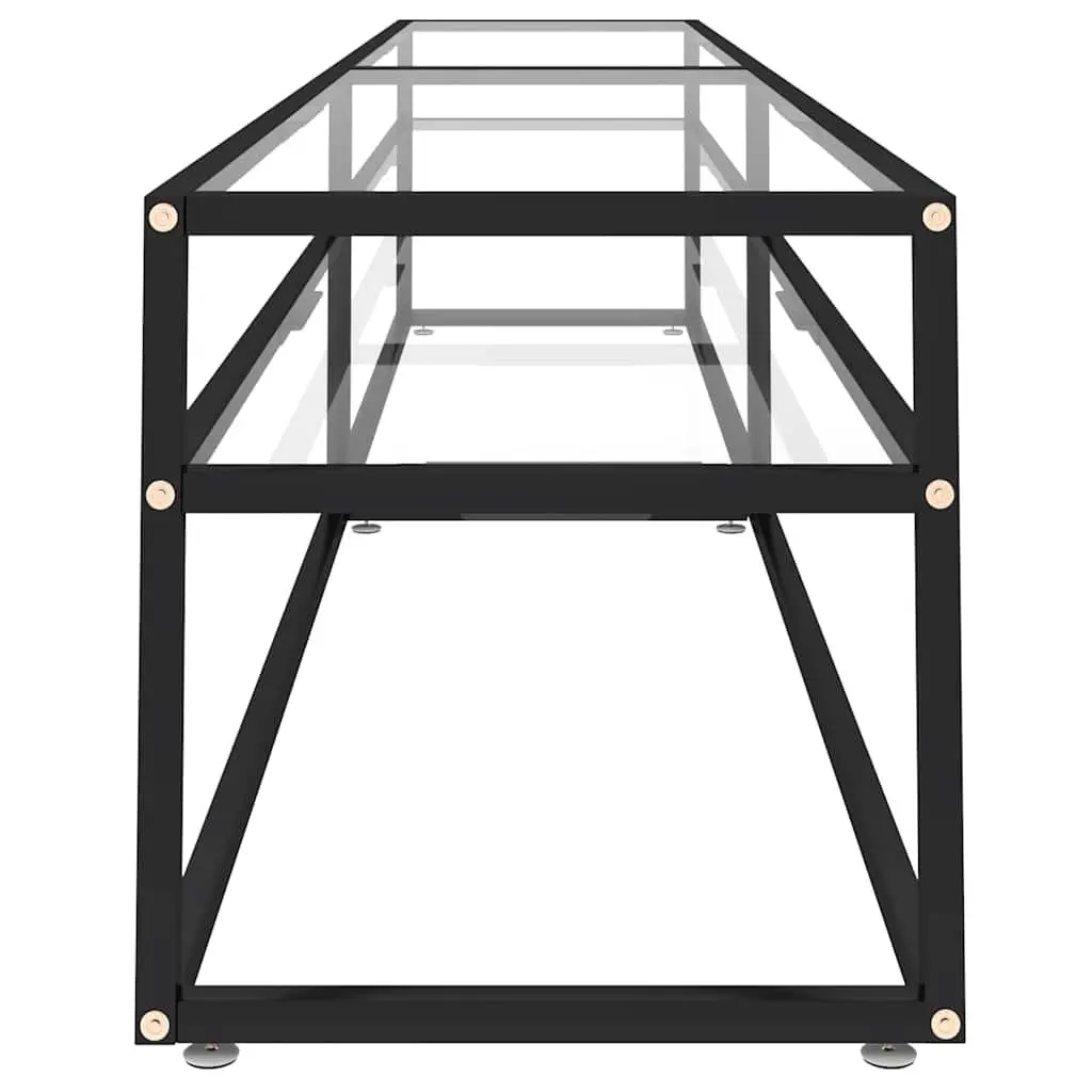 TV Cabinet Transparent Tempered Glass 220 x 40 x 40.5 cm Open Shelf Media Storage Unit