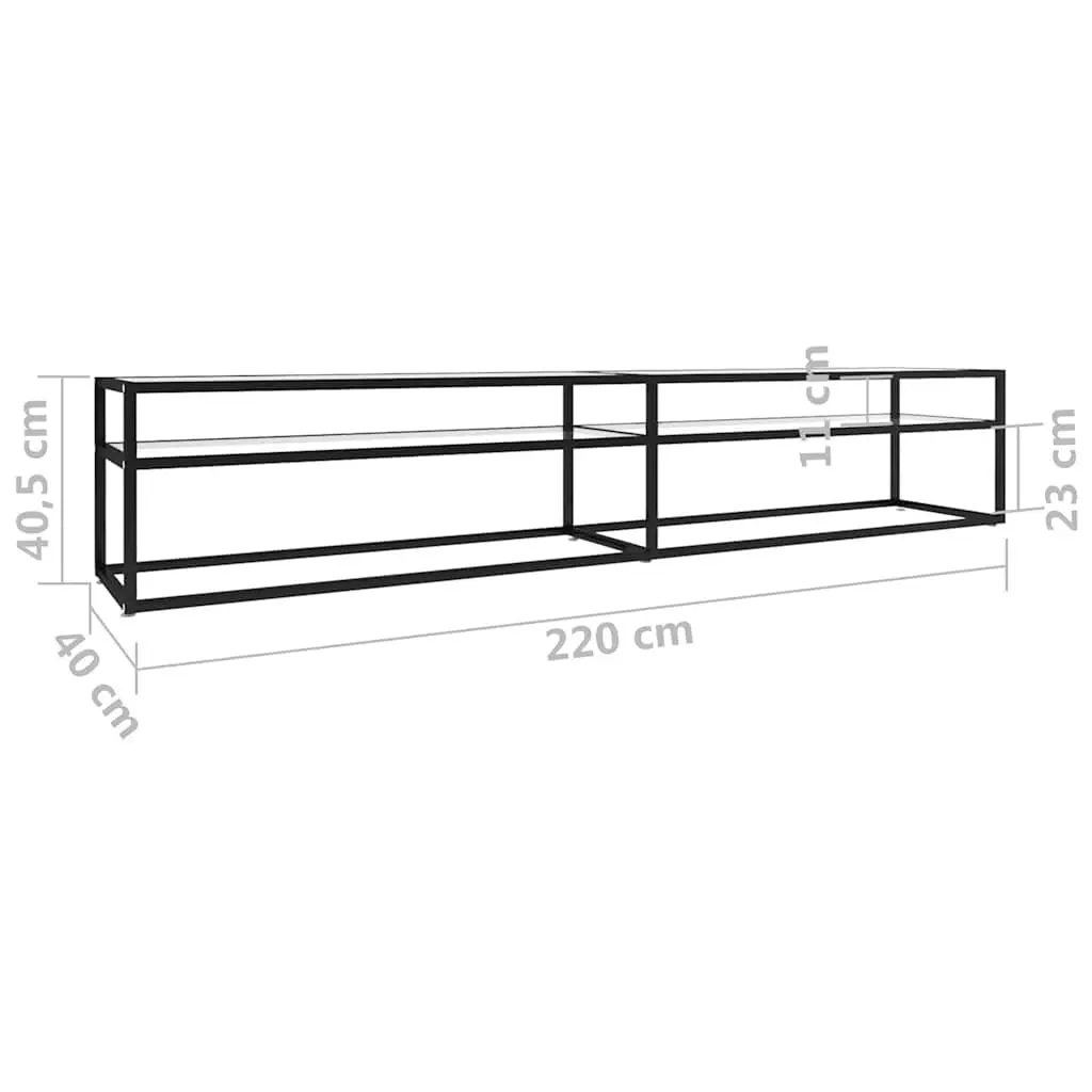 TV Cabinet Transparent Tempered Glass 220 x 40 x 40.5 cm Open Shelf Media Storage Unit