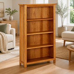 4-Tier Bookcase 70x22x110 cm Solid Oak Wood Standing Shelf Storage Display Unit