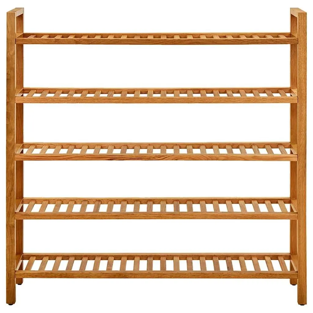 Shoe Rack Brown 5 Shelves Wooden Storage Organiser Hallway Display Stand