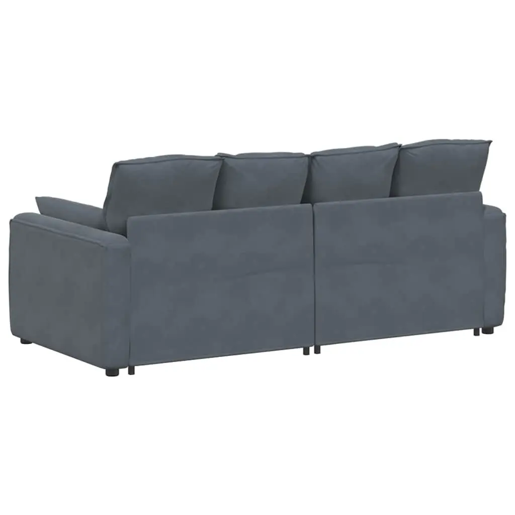 Modular Sofa Dark Grey Reconfigurable Sectional Lounge with Cushions