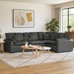 Grey Modular Sofa with Four Sections