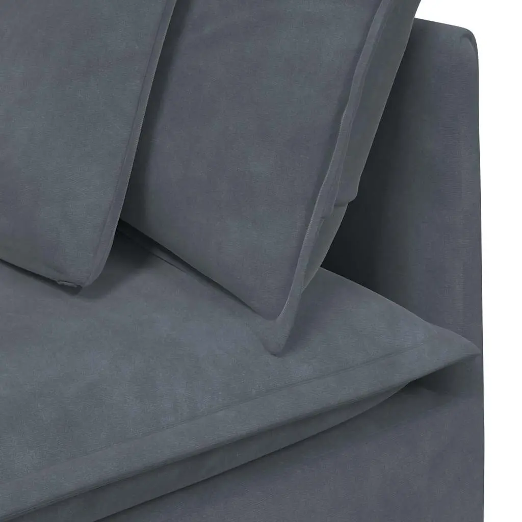 Modular Sectional Sofa Four Sections Grey Velvet Cushions Living Room Seating