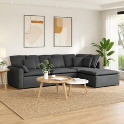 Modular Sofa with Footstool in Grey