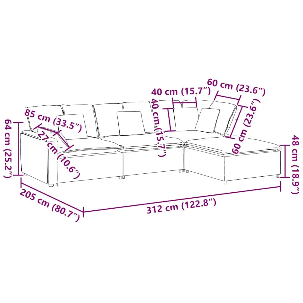 Grey Velvet Modular Sofa Four Sections with Footstool for Flexible Living Room Arrangement