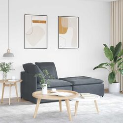 Compact Grey Velvet Modular Sofa Sectional