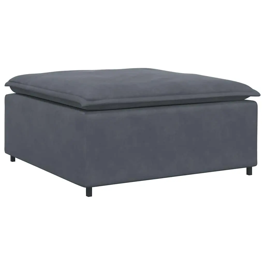 Modular Sofa Sectional Grey Velvet Two Sections Footstool Cushions