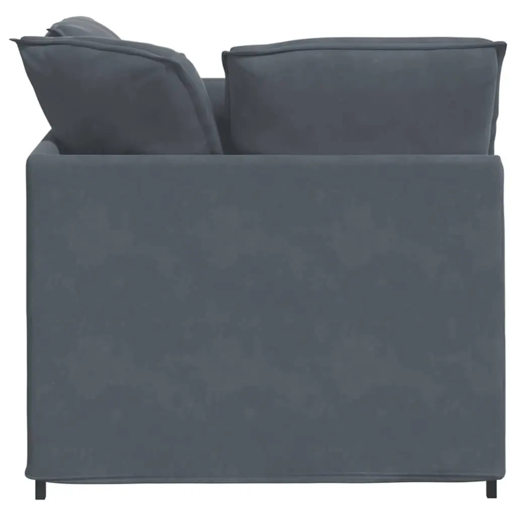 Modular Sofa Sectional Grey Velvet Two Sections Footstool Cushions