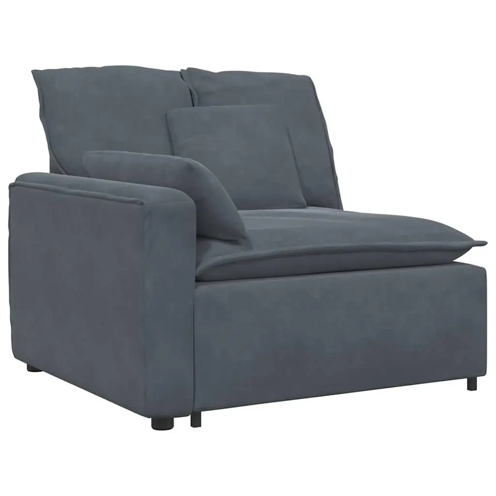 Modular Sofa Sectional Grey Velvet Five Sections Flexible Arrangement
