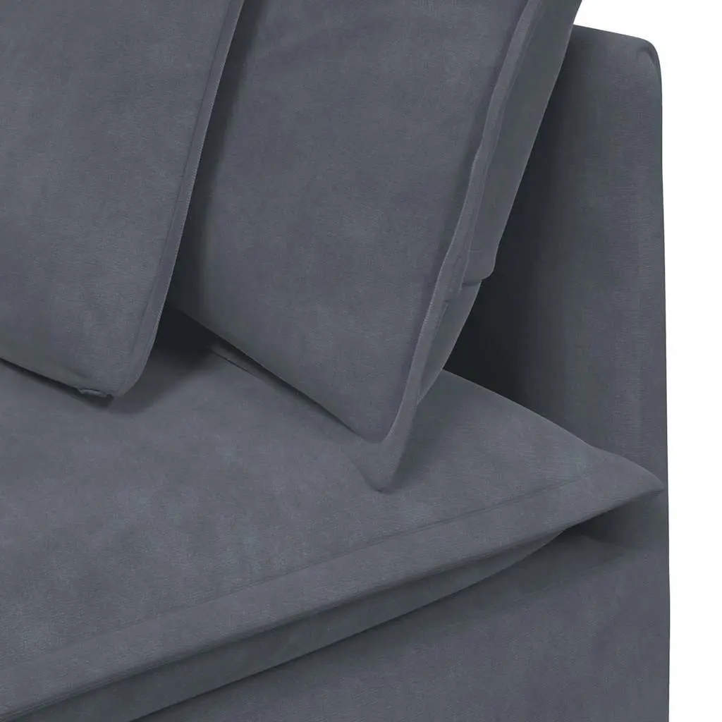 Modular Sofa Sectional Grey Velvet Five Sections Flexible Arrangement