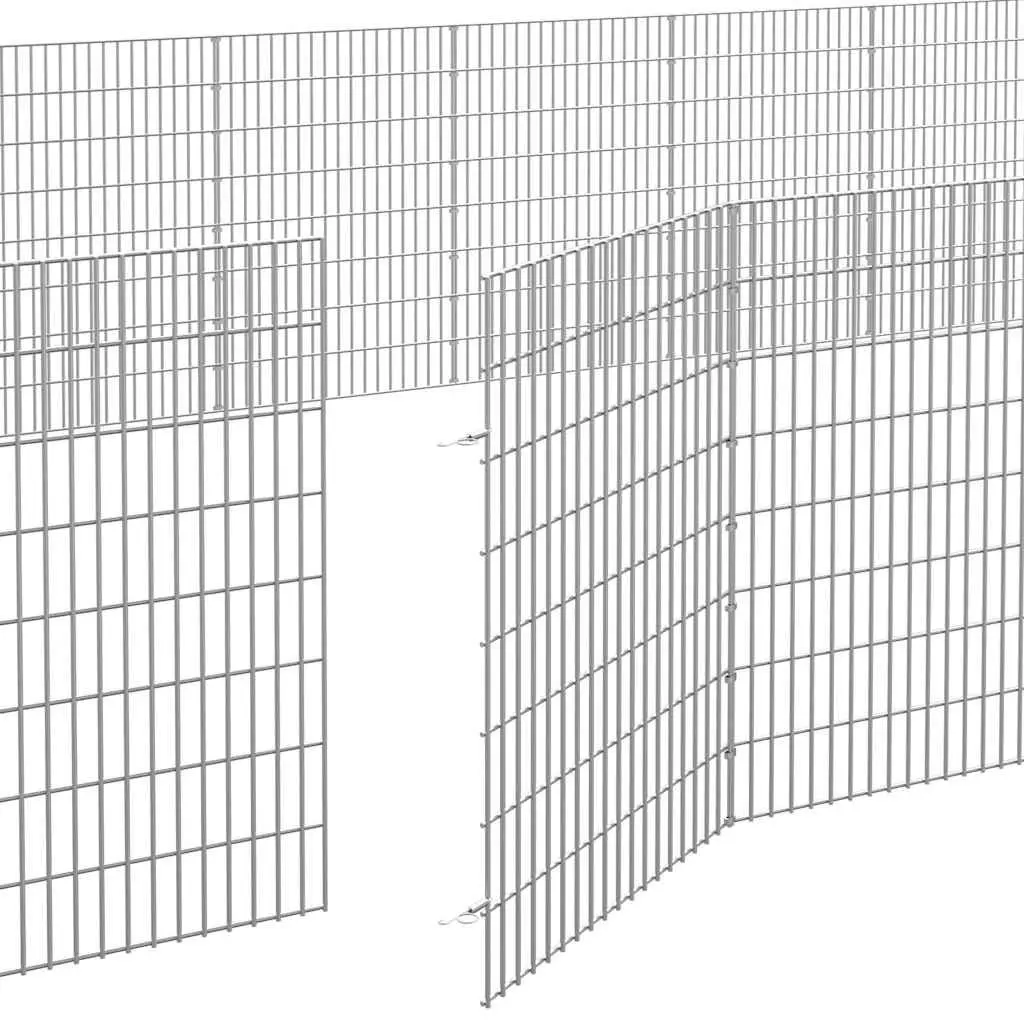 Small Animal Enclosure Silver 48 Panel Pen Cage Exercise Run Playpen