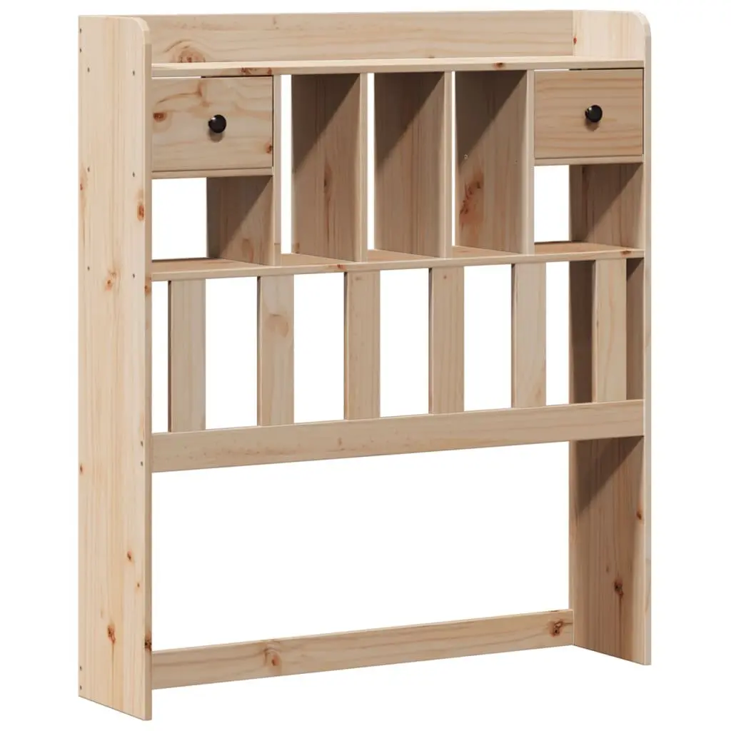 Bookcase Bed Frame Brown 90x190cm Solid Pine Wood Slatted Base Integrated Storage