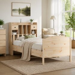 Compact Bookcase Bed Frame 90x190cm for Space Optimization