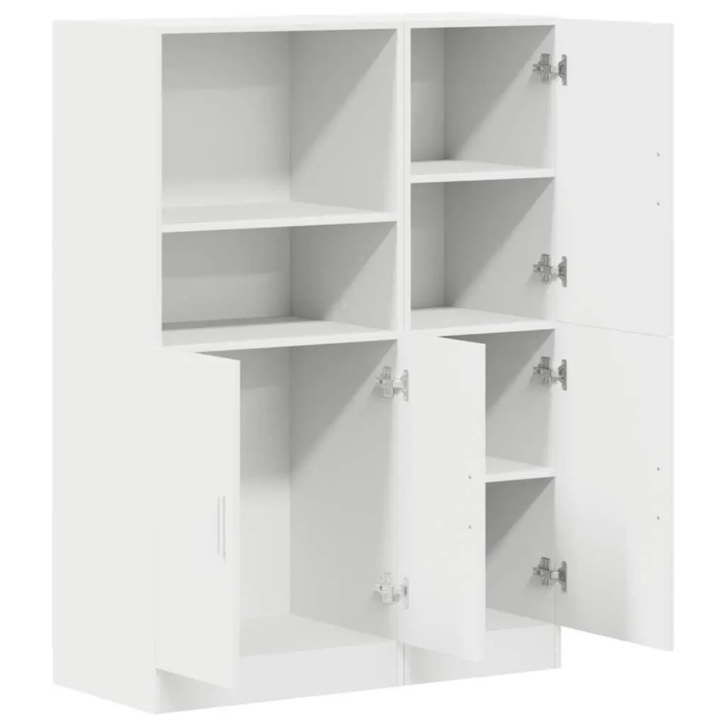 2 Piece Kitchen Cabinet Set White Engineered Wood Wall Mount Storage Cupboard
